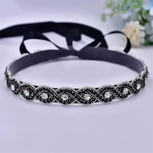 Women's Black Rhinestone Belt, Handmade Ball Gown Waistband, Bridal Accessory3