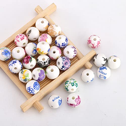 HERZWILD 100pcs Ceramic Beads Colourful Beads Threading for DIY Jewellery Arts Crafts Necklace Bangle (12 mm) - Image 3