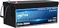 24V 200Ah Lithium Battery, 5120Wh LiFePO4 Battery, Built-in 200A BMS, 5000 Cycles & 10 Years Lifetime, for Home Energy Storage, RV, Marine and Off Grid Applications