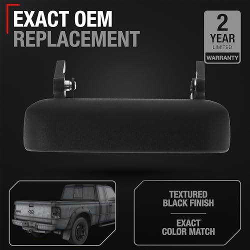 Image of T1A Tailgate Handle - Compatible with 1998-2011 Ford Ranger - Textured Black - OEM 1L5Z9943400AAA, 1L5Z-9943400-AAA, 1L5Z 9943400-AAATEX, 77872, FO1915109 (Pack of 2)