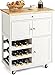 COSTWAY Küchenwagen Servierwagen Küchentrolley Beistellwagen Küchenregal Küchenschrank Rollwagen Weinregal Weinschrank Holz weiß