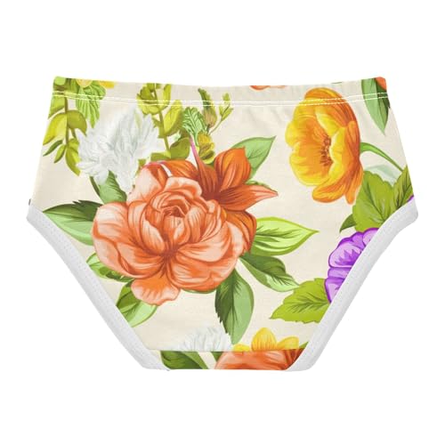Ornate Flowers Brown Floral Leaves Panties Little Girl Toddlers Underwear Floral Cotton Aesthetic Kids Briefs Undies 2t2