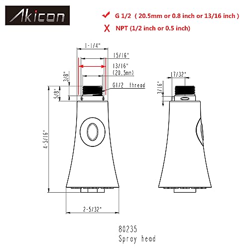 Copper Pull-Out Spray Head Replacement Part For Kitchen Sink Faucet (Ak235) - Akicon #TOP1
