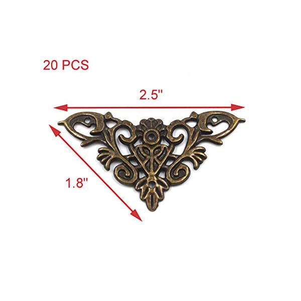 Geesatis Dekorative Eckabdeckung mit Befestigungsschrauben, Bronze, 6,3 x 4,6 cm, 20 Stück – Bild 4