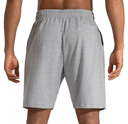 Men's Drawcord Workout Jersey Loose Fit Cotton Lounge Shorts With Deep Pockets (X-Large, Grey) #TOP1
