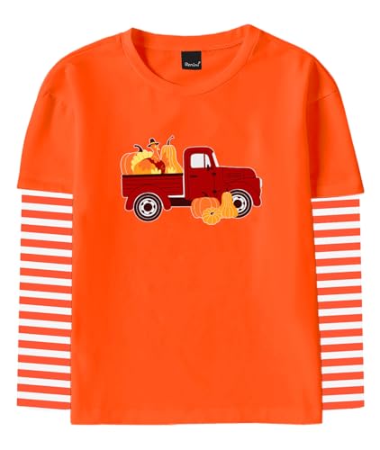 Image of Remimi Unisex Kids Christmas Long Sleeve Shirt Xmas Print Stripe Shirts 2-12 Years