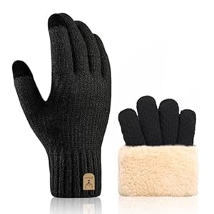[MOWO] 手袋 メンズ 防寒 グローブ スマホ対応 冬 【即刻発熱の防寒グローブ・極上の着け心地・裏起毛】 ニットグローブ ニット手袋 暖かい 厚手 ふわふわ 柔らか タッチパネル対応 伸縮性 ギフト 通勤通学・自転車・バイク・スキー" 