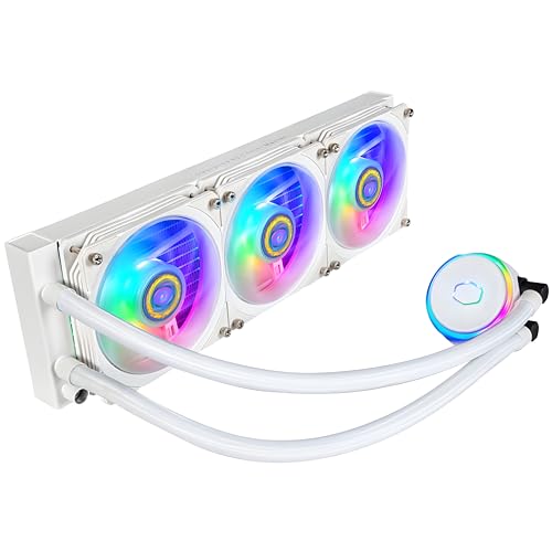 Cooler Master MasterLiquid PL360 Flux CPU-Kühler - AIO Wasserkühlung mit 3 x 120mm Lüfter, 360mm Kühler inkl. ARGB-Controller (2te Generation) - AMD- und Intel-kompatibel, weiß