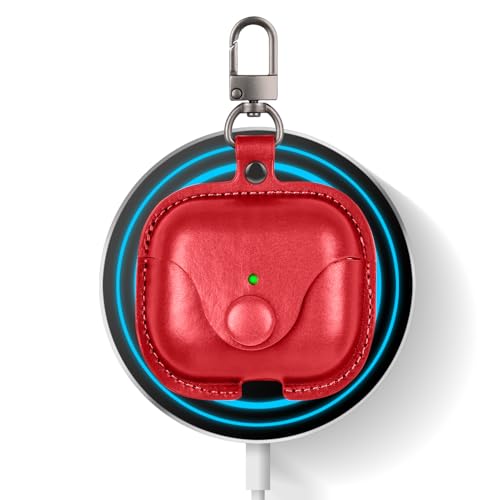 Image of Case Cover for Apple AirPods 3 | Premium Leather Case with Carabiner | Only for Apple Airpods | Red