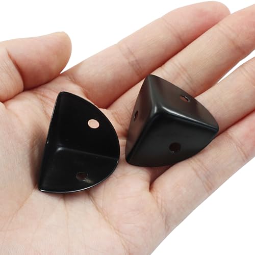 Image of 12 Pcs Metal Corner Protectors Black Edge Guard Furniture Edge Corner Cover Angle Corner Brackets with Mounting Screws for Box Table Cabinet(1 inchx1 inchx1 inch)