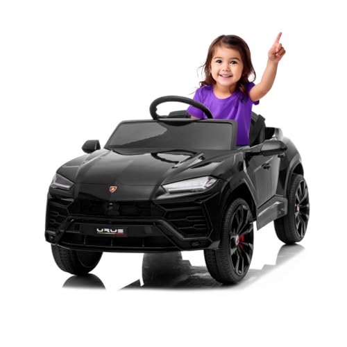 Lamborgini Urus 12v - Noir- Voiture électrique pour Enfants avec Batterie 12v, Logos et emblèmes, phares, Radio FM et télécommande pour Parents- ATAA