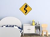 Street & Traffic Sign Wall Decals - Winding Road to The Left Sign - 12 inch Removable Graphic