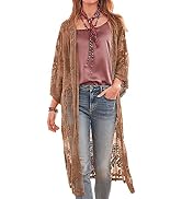 FaroDor Women's Flowy Bathing Suit Kimono Cardigan Lace Crochet Swimwear Floral Cover Ups