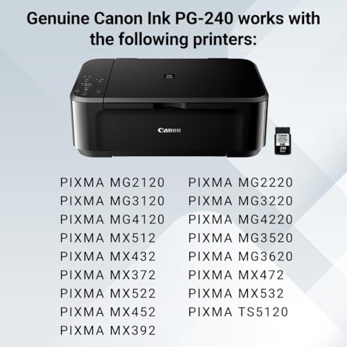 Image of Canon PG-240 Black Ink Cartridge - 2 Pack | Compatible PIXMA MG3620, MG3520, MX532, MX472, TS5120 & More | Standard Yield Black Ink for Crisp, Professional Prints