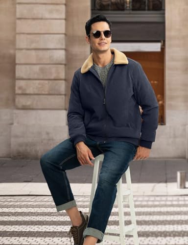 TBMPOY Men's Corduroy Jacket Sherpa Fleece Lined Casual Coat Turn-Down Collar Winter Warm Thickened Jackets with Pockets2