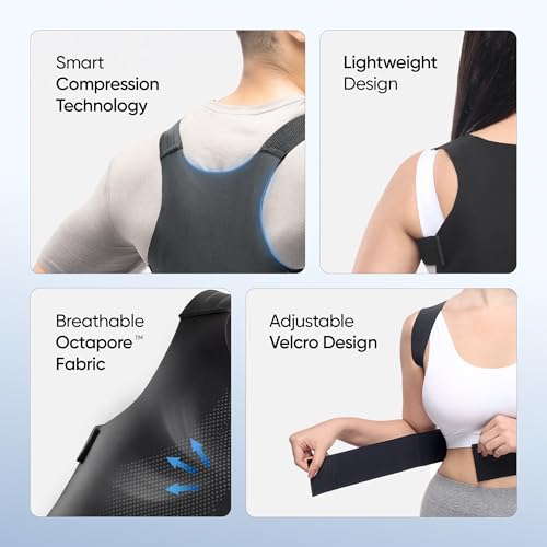 Image of Frido Posture Corrector for Men & Women | Slim, Lightweight Back Brace for Shoulder & Back Support | Invisible Design, Breathable & Adjustable | For Everyday Office & Home Use (Large)