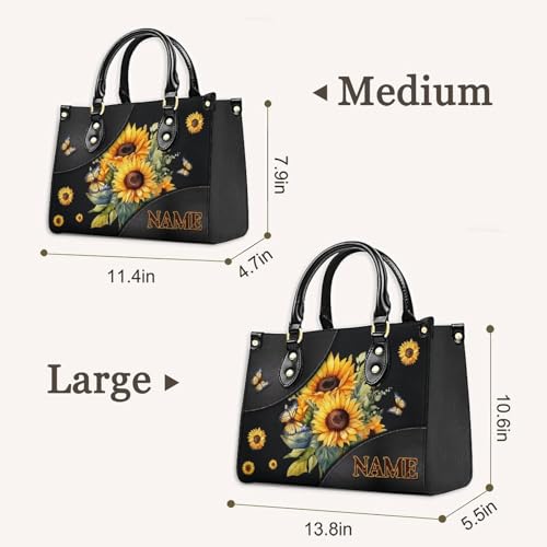 Bolso tote para mujer, bolso satchel de cuero sintético con estampado de girasol, con asa superior y bandolera ajustable, ideal para trabajo, viaje y actividades al aire libre miniatura 3