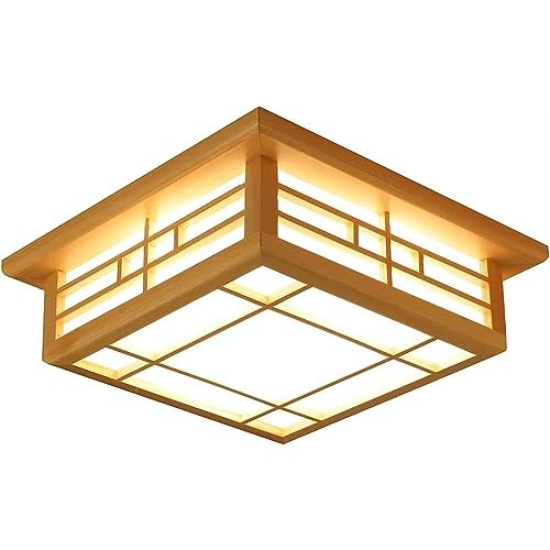 Plafón de techo de madera maciza de diseño elegante y luz regulable E26 de 35cm