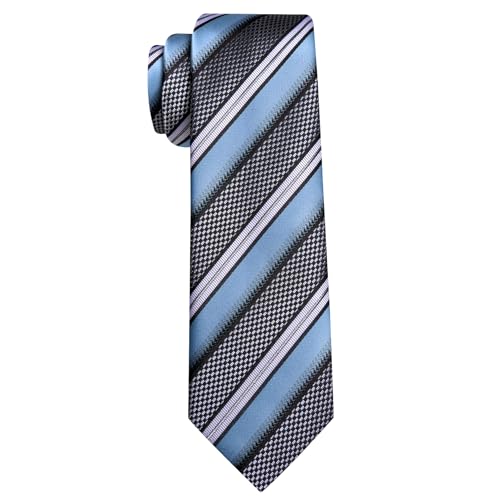 Image of Barry.Wang Mens Tie Set Plaid Check Neckties Formal Business Wedding Luxury Pocket Square Cufflinks