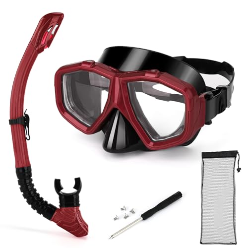 Equipo de snorkel para miopía reemplazable para adultos y jóvenes, máscara de buceo antiniebla para miopía y tubo de silicona con tapa seca para buceo y esnórquel