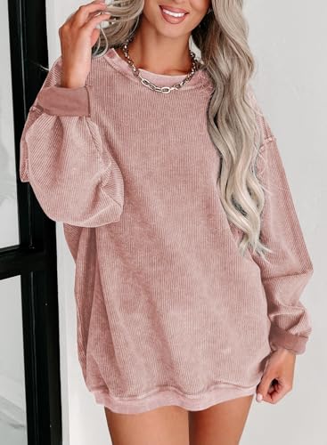 Women's Casual Corduroy Sweatshirts 2025 - Comfortable Long Sleeve Crewneck Pullovers for Fall and Winter2