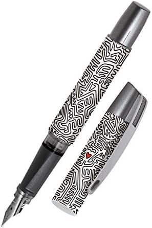 Ergonomic fountain pen for left handed for school/college - ONLINE Campus Be Happy - solid medium nib, soft grip part, for standard ink cartridges, refillable, for beginners/pupils/students/adults