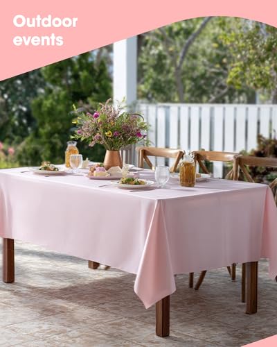 Image of Niuara Pink Plastic Table Cloth - 4 Pack 54 inch x 108 inch Rectangle Disposable Tablecloths for 6FT Tables, Table Cover for Party, Valentines, Mother's Day, Holiday & Gathering Use