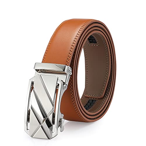 Men's Real Leather Ratchet Dress Belt - Slide Belt for Men,Elegant Gift Box