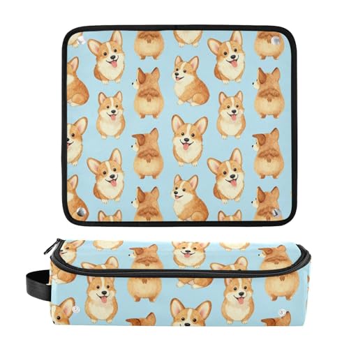 2-en-1 Estuche de Viaje para Plancha Rizada y Alfombrilla Resistentes al Calor Bolsillo Organizadores para Plancha, Rizadora y Secadora Azul Dog miniatura 3