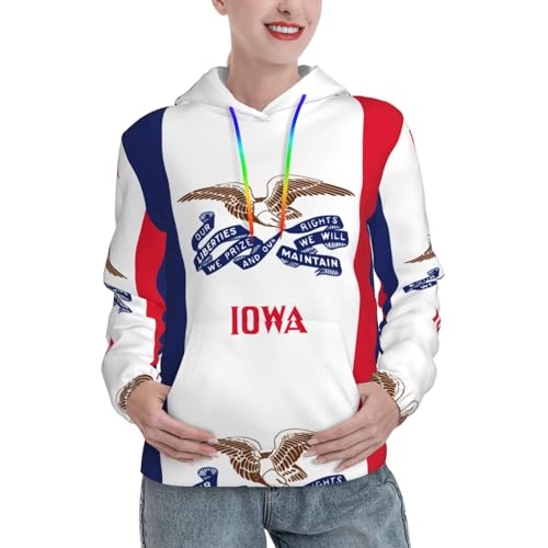 Sweat à capuche femme Iowa pull stretch imprimé mode avec poche avant