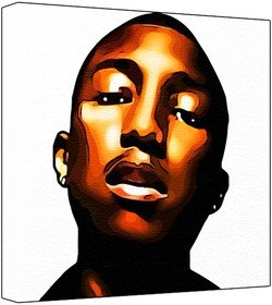 Pharrell Williams - Pop Art Print (Multicolour; White Background) 30 x 30 x 2.5 cm Medium Square Deep Box Canvas