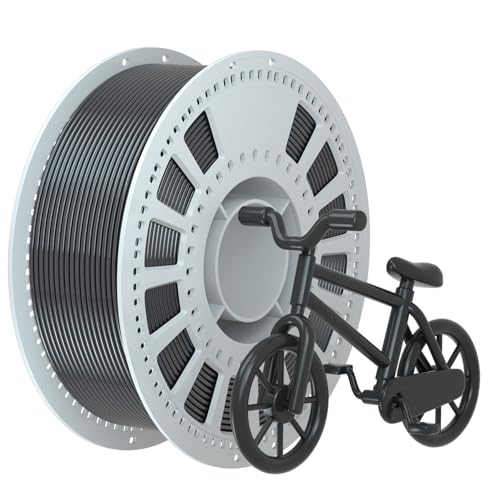 Filament pour imprimante 3D PLA Silk 1,75 mm, bobine de 1 kg, précision dimensionnelle +/- 0,02 mm, compatible avec la plupart des imprimantes, sans enchevêtrement pour une impression fluide (noir)