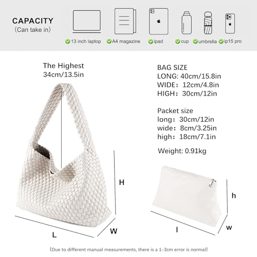 Bolso Tote Hobo de Cuero Vegano Tejido con Estuche para Mujer miniatura 5