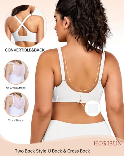 Image of HORISUN Wireless T Shirt Bra Seamless Push Up Bralette Full Coverage V Neck Comfortable Bras for Women