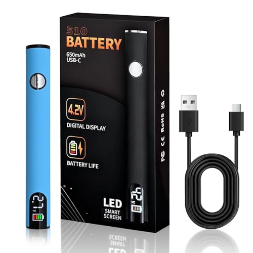 ZMJY Portable Soldering Iron Cart Pen - USB-C Rechargeable with LED Screen, 510 Thread Universal Connector,3-Temp Ceramic Heating, 650mAh for Electronics Repair, DIY,& Phone Fix (Blue, No pen tip)