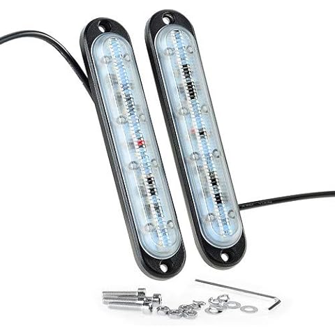 KAWELL Universal mini Light Bar Bumper DRL Fog Light Motorcycle Light DRL Tail Backup Light Car Motor Clearance Marker Lights for ATV SUV Jeep Mine Boat 4x4 Ford F150 (2PCS 10-LED Light Bar) Cover