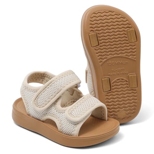 Image of MK MATT KEELY Unisex Kids Summer Slide Sandals Baby Comfort Anti-Slip Open Toe Adjustable Walking Beach Shower Shoes for Boys Girls