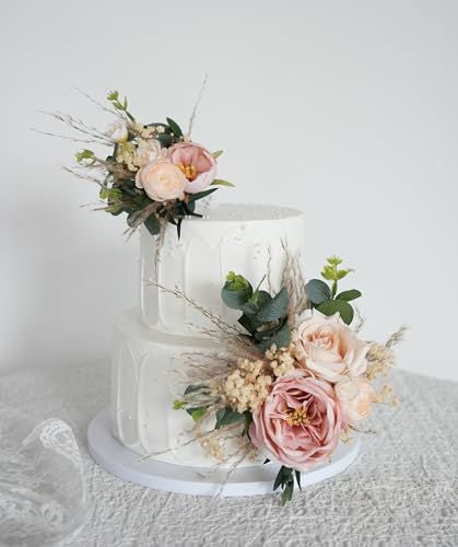 Set de dos toppers florales para pastel de boda miniatura 1