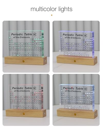 Image of Periodic Table with 83 Real Elements Sample Inside, Acrylic Stand Real Chemical Element Periodic Table Teaching Tools, Gift for Science Enthusiast, Kids, Students, Teachers (Large Size)