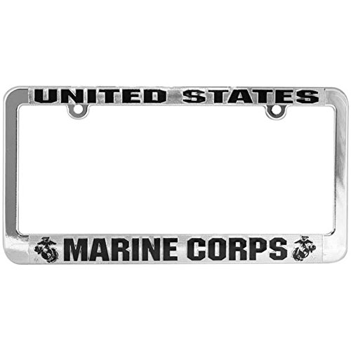 US Marine Corps License Plate Frame, Metalized Plastic