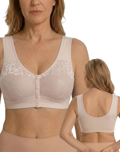 POSY BRA Posy Older Women's Bras - Comfortable Front Closure Button Wireless Shaping Bra for Senior...
