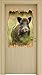 Wildschwein auf Wiese Holzdurchbruch im 3D-Look , Wand- oder Türaufkleber Format: 92x62cm, Wandsticker, Wandtattoo, Wanddekoration