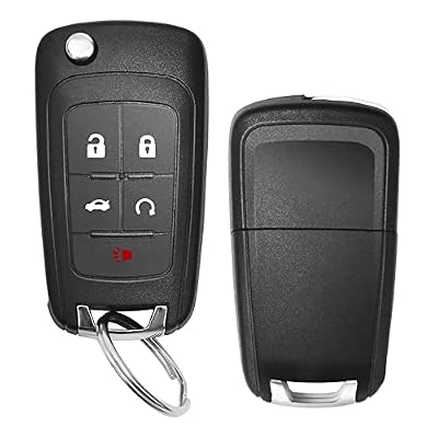 VOFONO Flip Chevy Key Fob Keyless Entry Remote Start Control Replacement, ABS Material, Fits Passenger Car/SUV, Black, 5 Button