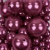 Koyal Wholesale 80 Piece Floating Pearl Beads Burgundy in Transparent Water Gels, Wedding Floating Candle Centerpieces
