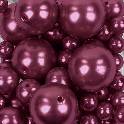 Koyal Wholesale 80 Piece Floating Pearl Beads Burgundy in Transparent Water Gels, Wedding Floating Candle Centerpieces