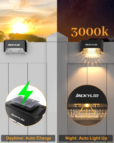 JACKYLED Paquete de 16 luces solares para cubierta al aire libre, luces solares LED impermeables con energía solar para exteriores, para terraza