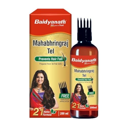 Baidyanath Mahabhringraj Pure Ayurvedic Hair Oil (200 ml), Provides Complete Hair Nourishment- No Added Chemicals and Fragrance