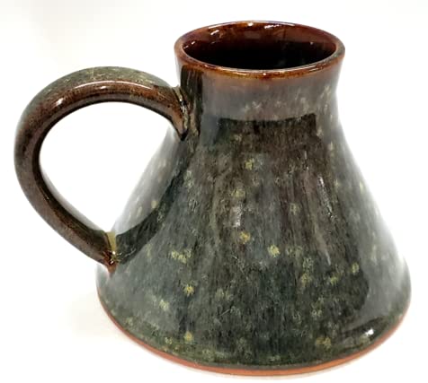 ALWAYS AZUL POTTERY Wide Bottom Travel Mug in Seamist Glaze Design - Handmade Ceramic Mug, Microwave Safe, Polished Pottery for Coffee, Tea & Hot Drinks, Unique, Stylish, Durable Ceramic Coffee Cup