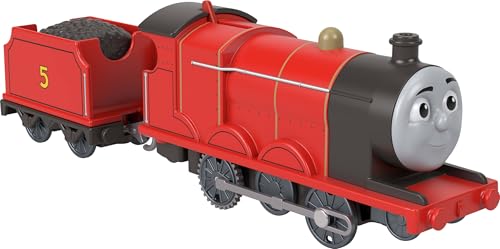 Mattel Fisher-Price Tomek i Przyjaciele Kuba Klasyczna lokomotywa z napędem, zasilana bateriami lokomotywa i wagon, zabawa dla przedszkolaków w wymyślanie opowieści, pociąg zabawka 3+, JGF95