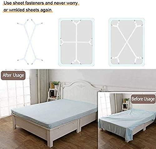 Felly Verstellbare Bettlakenspanner, 2 Stück Elastische Lakenhalter, Weiß Betttuchspanner, Lakenspanner mit Metallclips, für Bettlaken, Matratze, Bügelbrett Oder Sofa, Weiß - Image 4